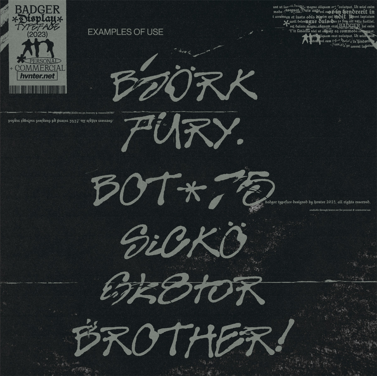 英文字体：复古Y2K抽象手绘涂鸦手写海报标题排版logo艺术字体 BADGER Typeface 设计素材 sucaiwan.com