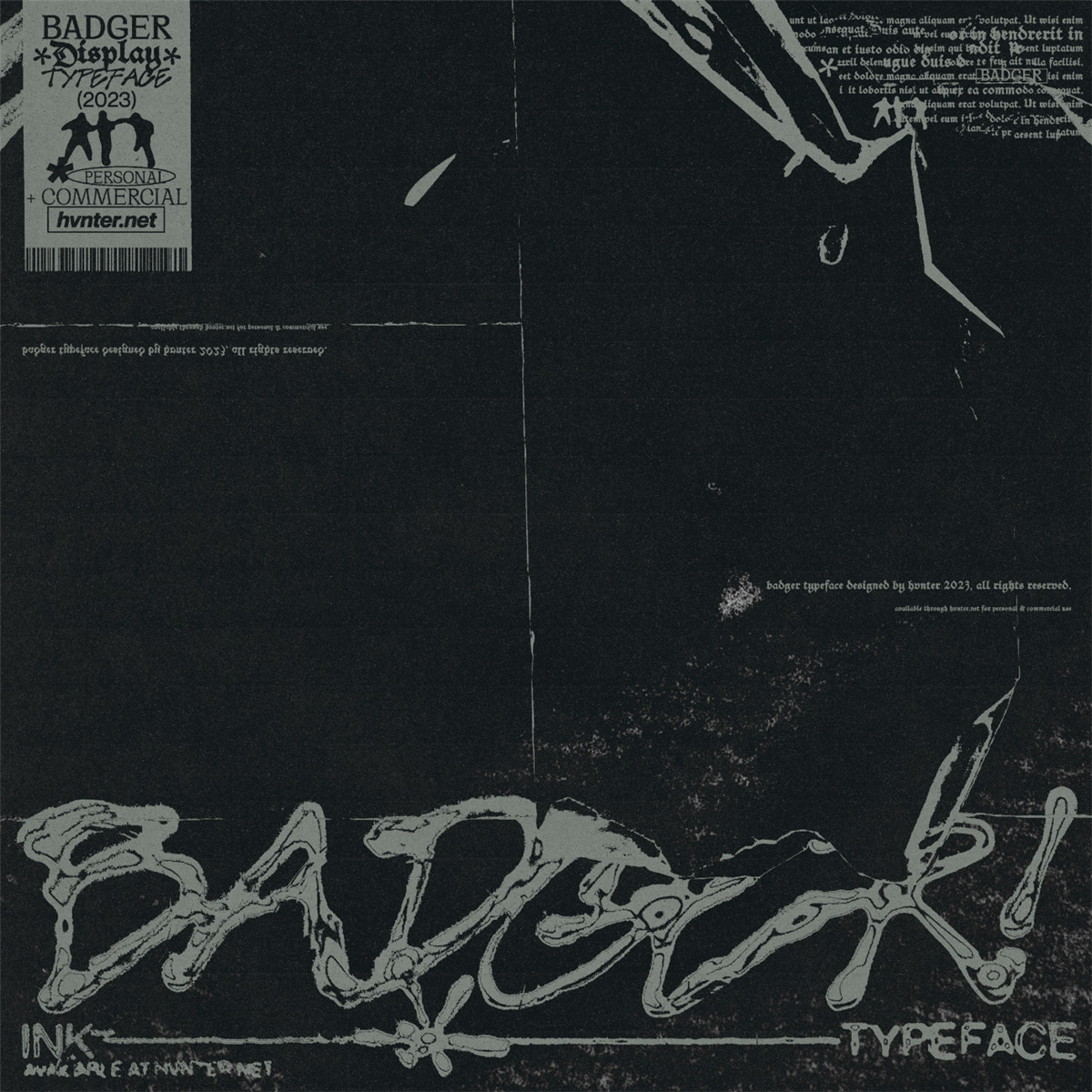 英文字体：复古Y2K抽象手绘涂鸦手写海报标题排版logo艺术字体 BADGER Typeface 设计素材 sucaiwan.com