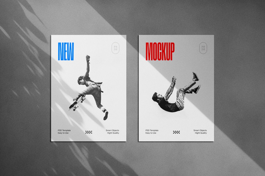 时尚逼真光影叠加办公用品信纸名片海报设计VI贴图效果图PS样机模板 Shadow Overlay Stationery Mockups 样机素材 sucaiwan.com