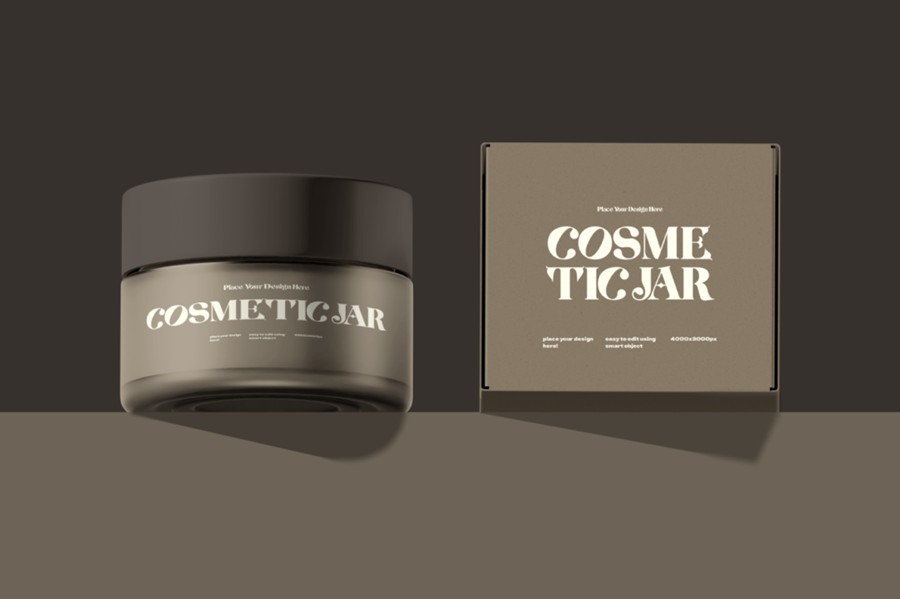 逼真化妆品面霜包装罐包装盒设计展示效果图PS智能贴图样机模板 Cosmetic Jar with Box Mockup 样机素材 第3张-素材湾丨精选海外优质设计素材资源 逼真化妆品面霜包装罐包装盒设计展示效果图PS智能贴图样机模板 Cosmetic Jar with Box Mockup 样机素材 sucaiwan.com