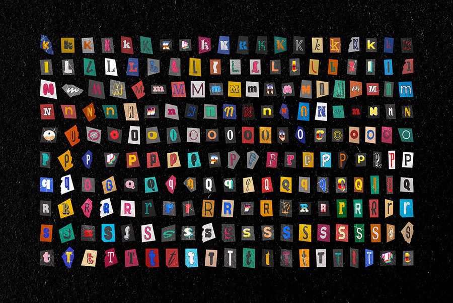 880款潮流复古剪纸拼贴艺术英文字母符号数字PNG免抠图设计素材 Ransom Note Letters Collection 图片素材 sucaiwan.com