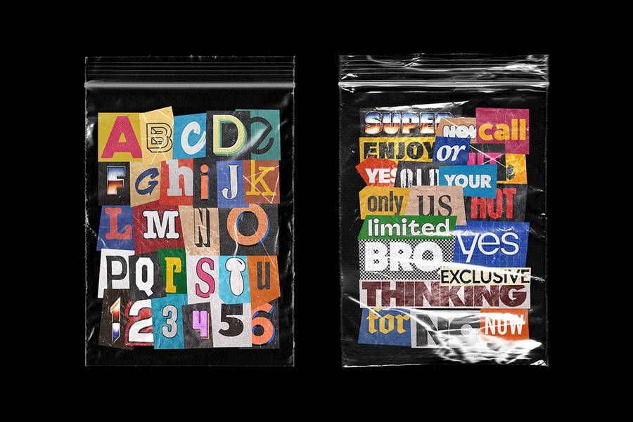 880款潮流复古剪纸拼贴艺术英文字母符号数字PNG免抠图设计素材 Ransom Note Letters Collection 图片素材 sucaiwan.com