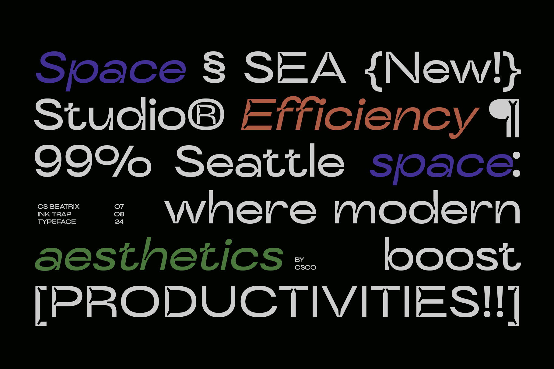 英文字体：3款现代艺术逆反差水墨印刷无衬线西文排版标题字体 CS Beatrix – Inktrap Font 设计素材 sucaiwan.com