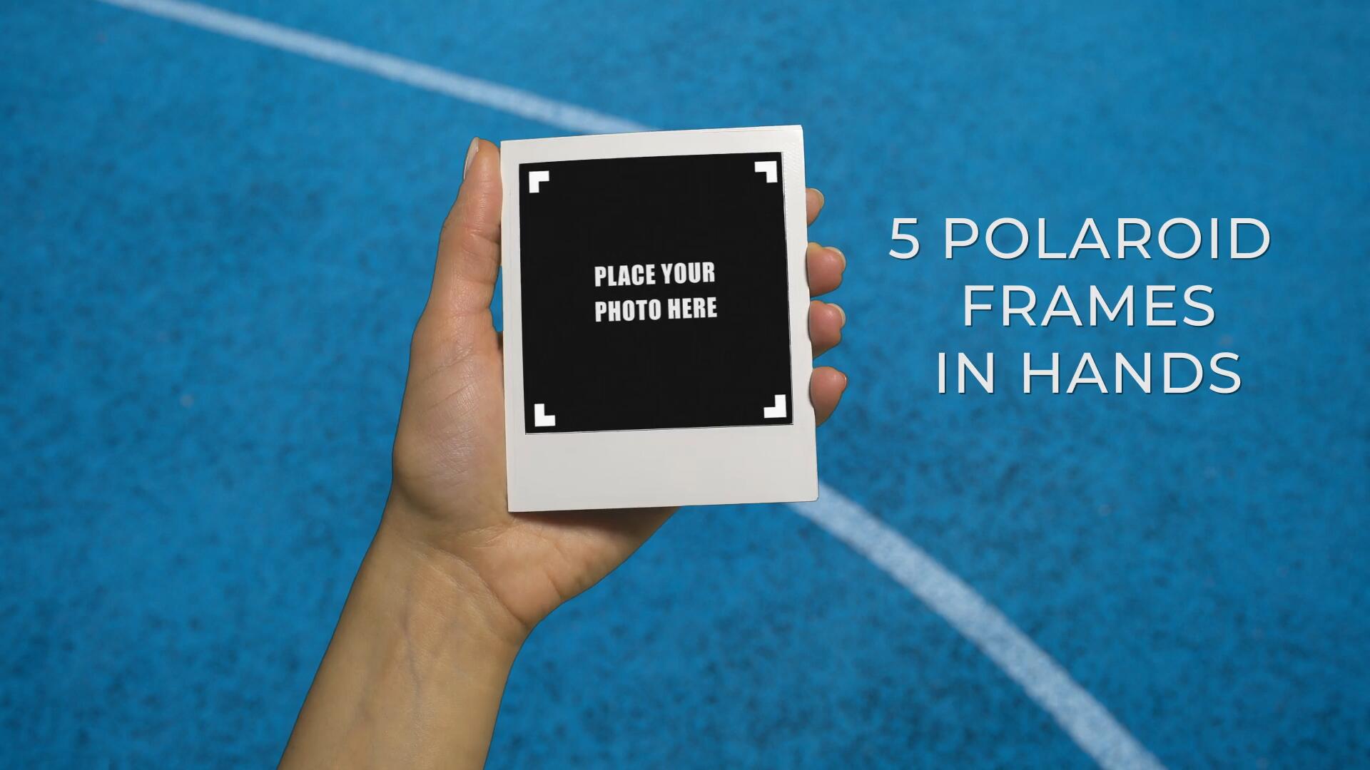 PR模板：5个复古实景手持宝丽来摄影相框照片翻阅展示 , sucaiwan.com