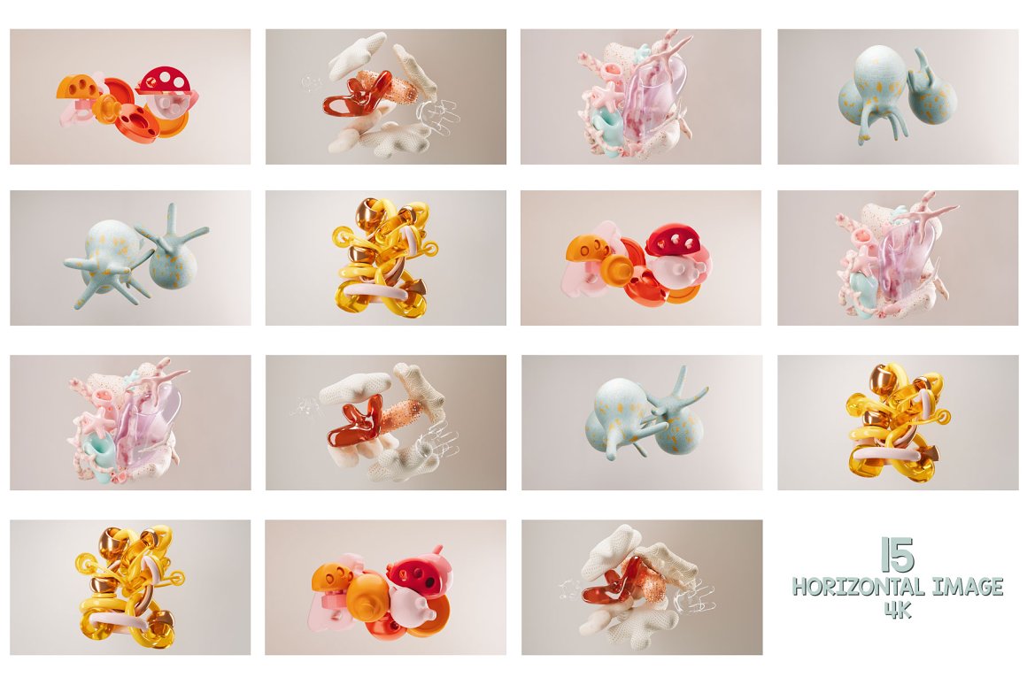 抽象艺术现实未来派3D不规则流体几何玻璃动态视频设计素材套装 Soft Pop Video Image 图片素材 sucaiwan.com