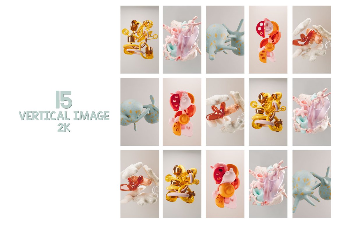 抽象艺术现实未来派3D不规则流体几何玻璃动态视频设计素材套装 Soft Pop Video Image 图片素材 sucaiwan.com