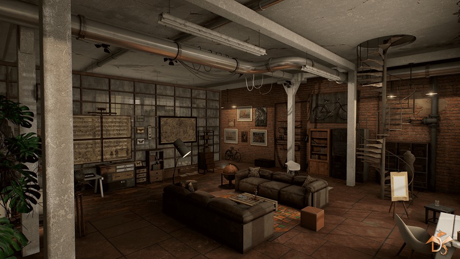 真实实验室阁楼房屋内部环境场景3D模型UE设计素材 Laboratory Interior Studio In Loft Style 样机素材 第1张-素材湾丨精选海外优质设计素材资源 真实实验室阁楼房屋内部环境场景3D模型UE设计素材 Laboratory Interior Studio In Loft Style 样机素材 sucaiwan.com