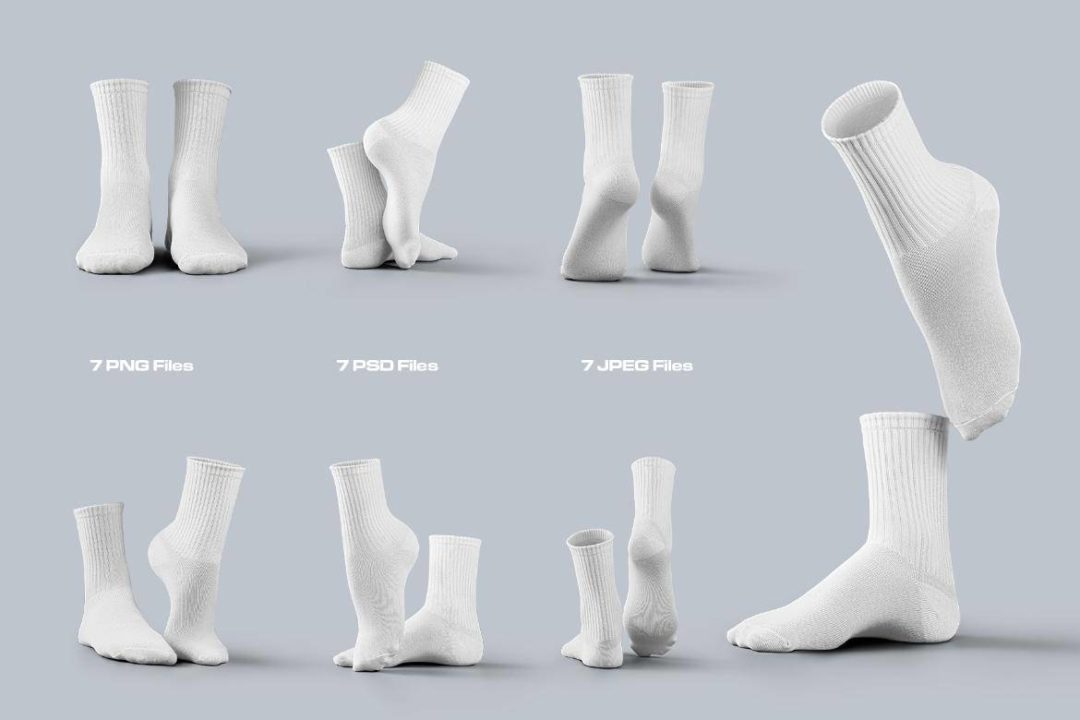 7款时尚中筒袜子印花图案设计展示效果图PSD样机模板素材 7 Mockups Medium Socks in the 3D Style 样机素材 第7张-素材湾丨精选海外优质设计素材资源 7款时尚中筒袜子印花图案设计展示效果图PSD样机模板素材 7 Mockups Medium Socks in the 3D Style 样机素材 sucaiwan.com