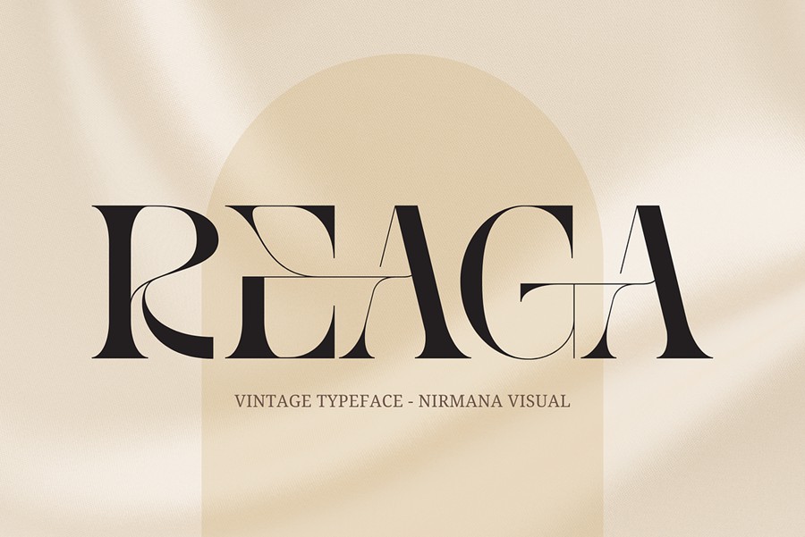 时尚复古美学品牌广告标志设计衬线英文字体安装包 Reaga Vintage – Branding Logo Font 设计素材 sucaiwan.com