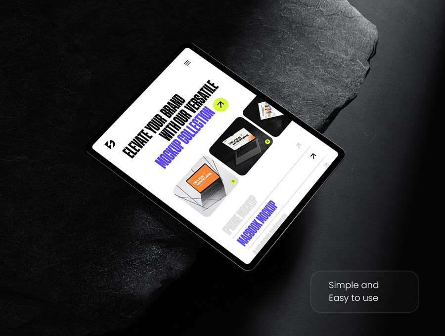 8款黑化风苹果iPhone手机MacBook电脑iPad平板屏幕演示效果图PS贴图样机模板 Sleek Apple Device Mockup Bundle 样机素材 sucaiwan.com