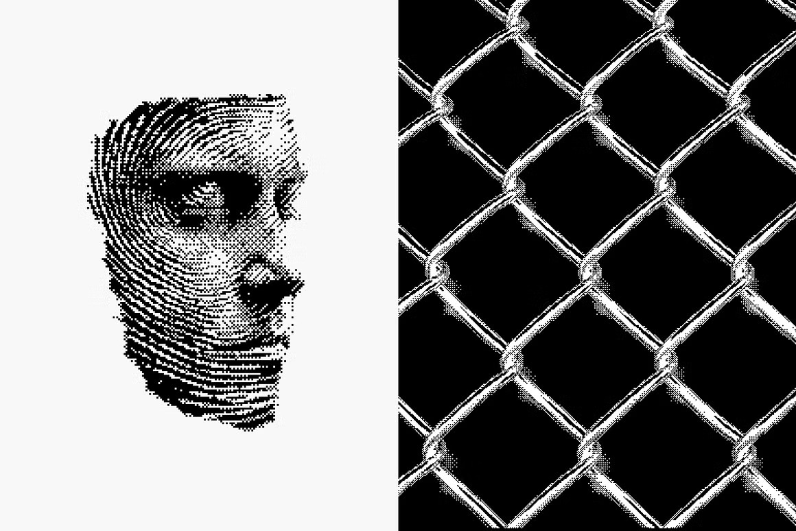 144款新潮复古像素马赛克低保真抽象艺术插画矢量图案AI/PS/PNG格式素材 Dithering Bitmap Vector Shapes Collection 图片素材 sucaiwan.com