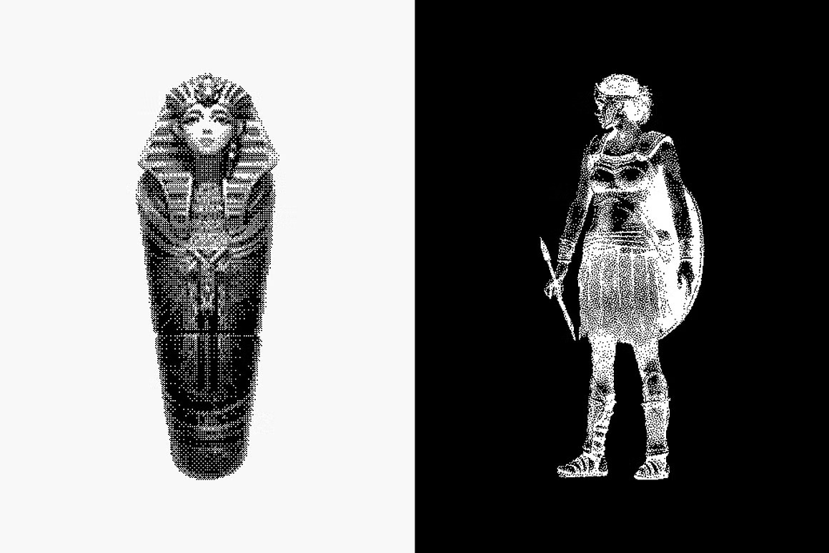 144款新潮复古像素马赛克低保真抽象艺术插画矢量图案AI/PS/PNG格式素材 Dithering Bitmap Vector Shapes Collection 图片素材 sucaiwan.com