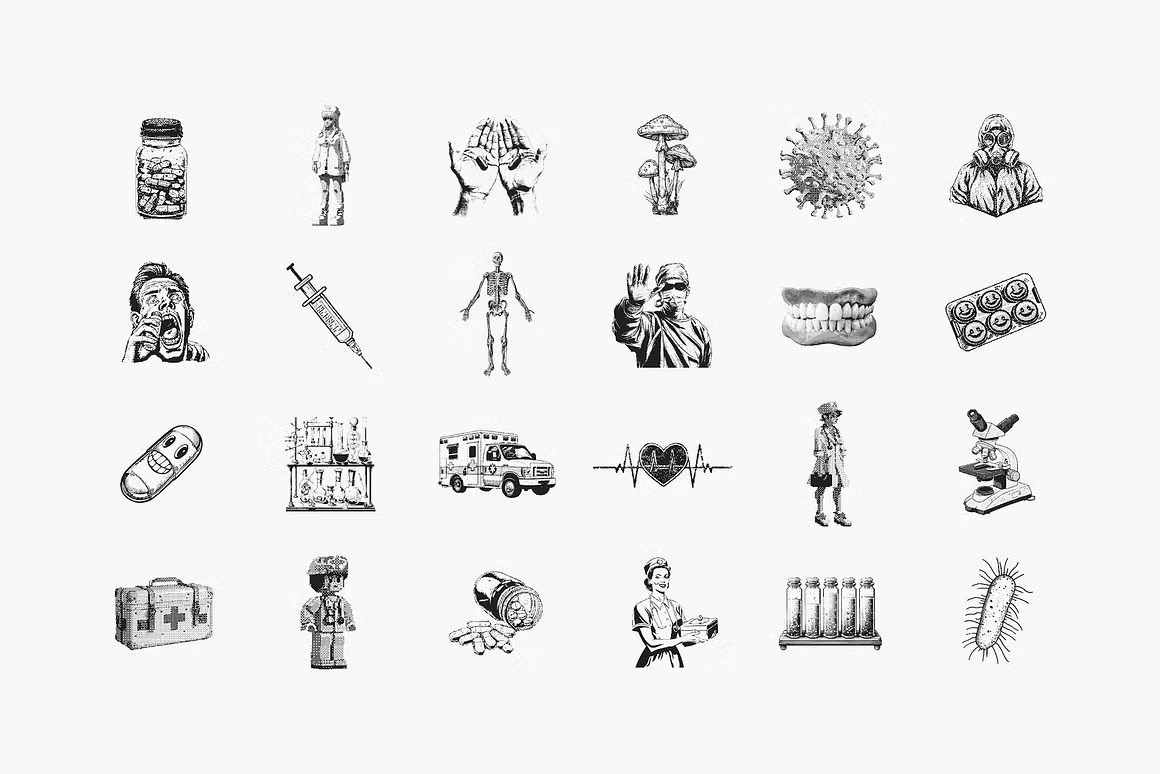 144款新潮复古像素马赛克低保真抽象艺术插画矢量图案AI/PS/PNG格式素材 Dithering Bitmap Vector Shapes Collection 图片素材 sucaiwan.com