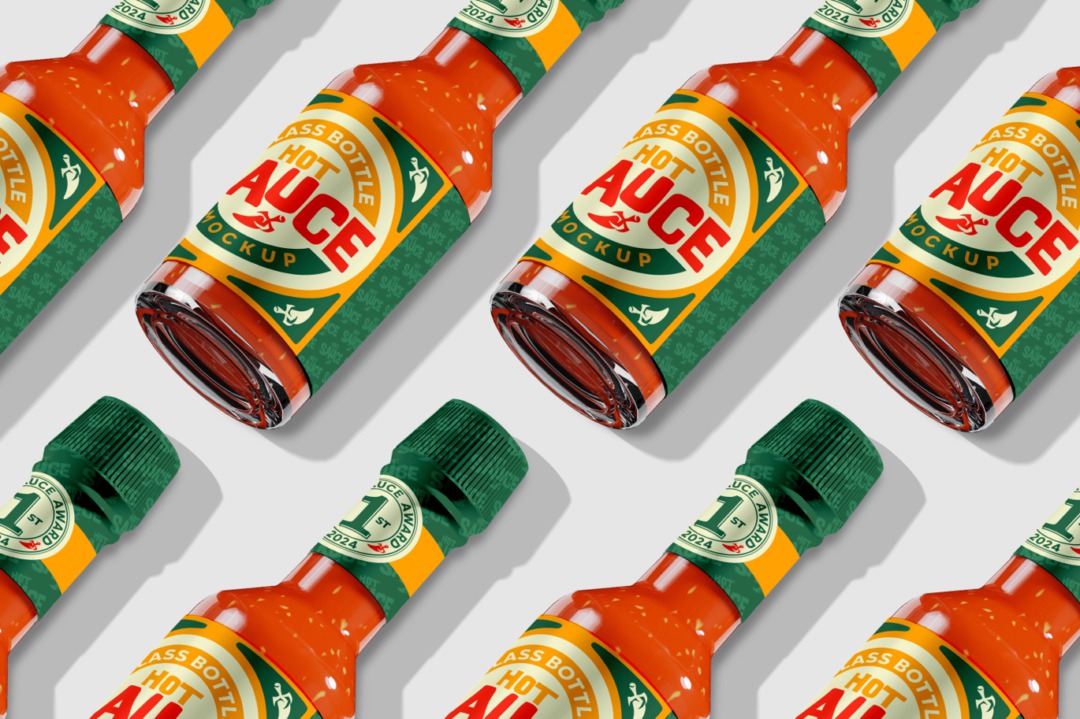 逼真食品调料果酱玻璃瓶包装瓶设计展示效果图PS贴图样机模板 Sauce Bottle Mockup 样机素材 第4张-素材湾丨精选海外优质设计素材资源 逼真食品调料果酱玻璃瓶包装瓶设计展示效果图PS贴图样机模板 Sauce Bottle Mockup 样机素材 sucaiwan.com