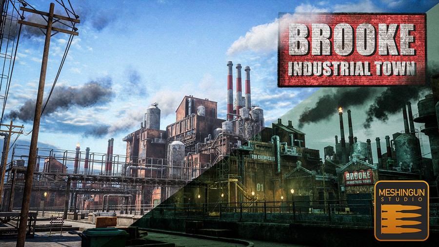 工业城市工厂街道烟囱建筑3D模型UE设计素材 Brooke Industrial Town 样机素材 第1张-素材湾丨精选海外优质设计素材资源 工业城市工厂街道烟囱建筑3D模型UE设计素材 Brooke Industrial Town 样机素材 sucaiwan.com