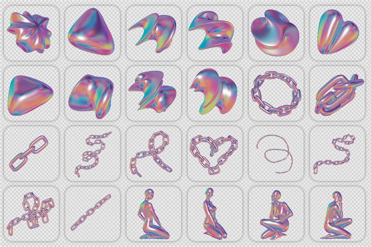 130种迷幻蒸汽波波普艺术抽象3D几何手绘插画INS风海报设计元素套件 Psychedelic 3D Shapes 图片素材 第6张-素材湾丨精选海外优质设计素材资源 130种迷幻蒸汽波波普艺术抽象3D几何手绘插画INS风海报设计元素套件 Psychedelic 3D Shapes 图片素材 sucaiwan.com