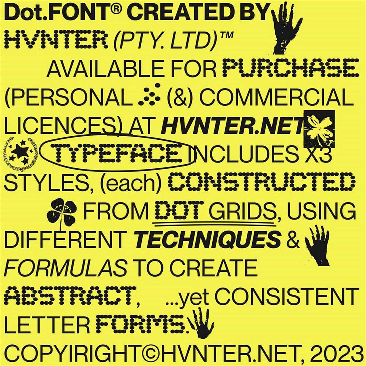 英文字体：大胆怀旧Y2K氛围美感抽象斑点波点点状艺术感虚线字体 Hvnter Dot.Font , sucaiwan.com