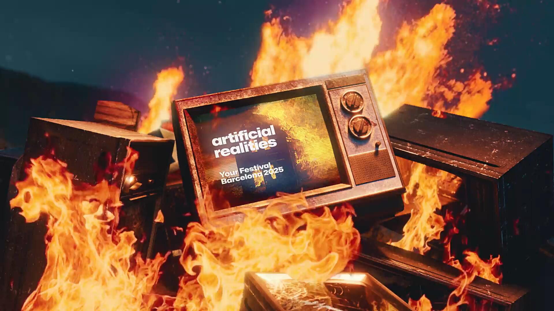 FCPX插件：热门复古嘻哈做旧TV电视着火3D实物场景VHS故障风格开场片头模板 , sucaiwan.com