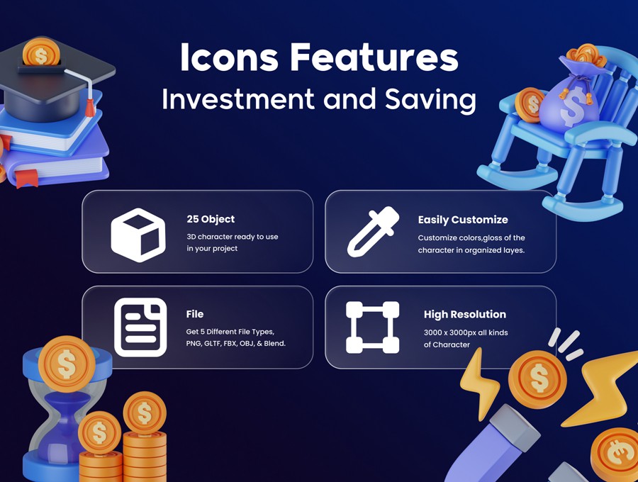25款优质金融投资理财3D插图图标Icons设计Blender/OBJ/FBX/PNG格式素材 Investment and Saving 3D Asset 图标素材 第2张-素材湾丨精选海外优质设计素材资源 25款优质金融投资理财3D插图图标Icons设计Blender/OBJ/FBX/PNG格式素材 Investment and Saving 3D Asset 图标素材 sucaiwan.com