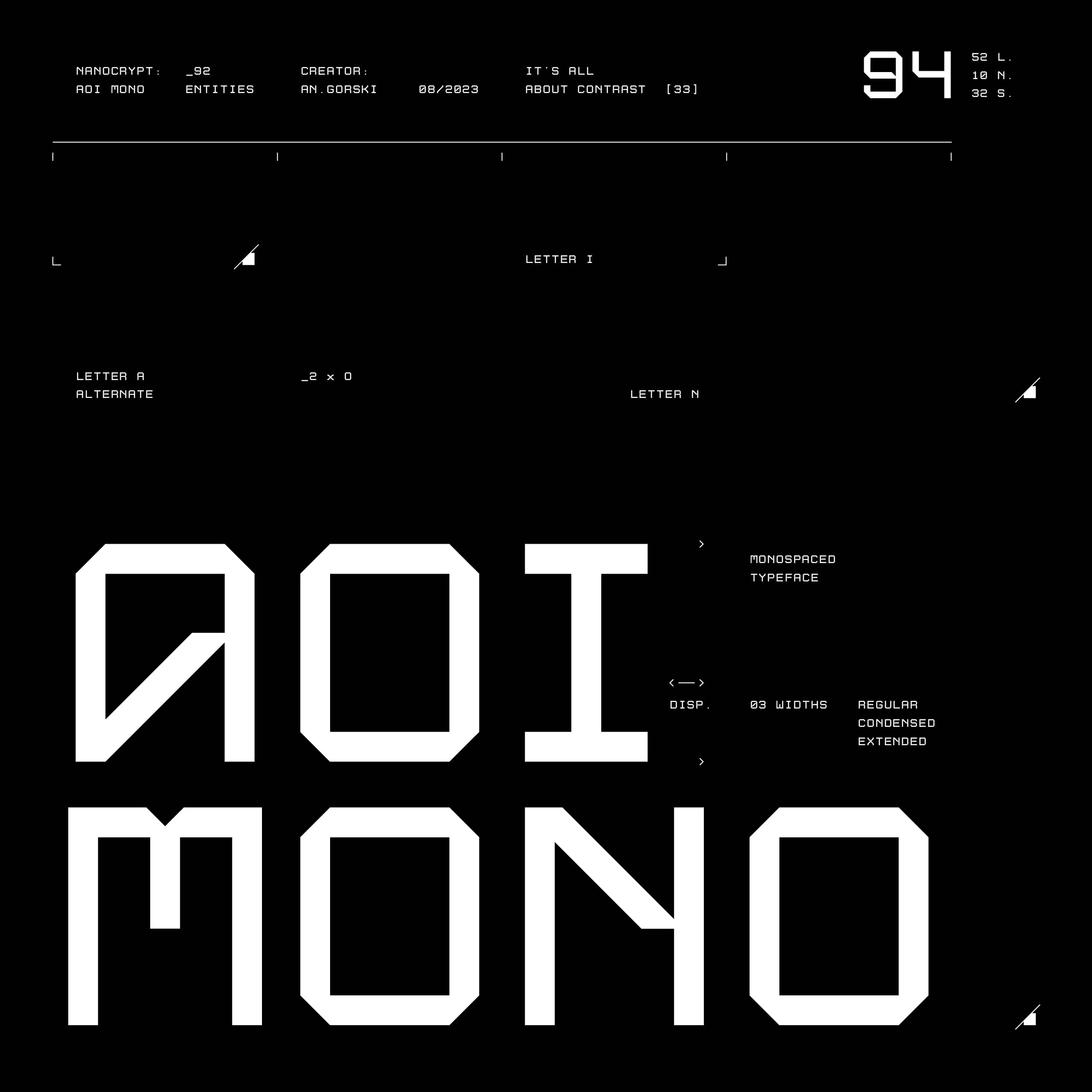 未来科幻先锋斜角赛博朋克几何工业风PSAI大写英文字体安装包 Studio Innate – Aoi Mono 设计素材 sucaiwan.com