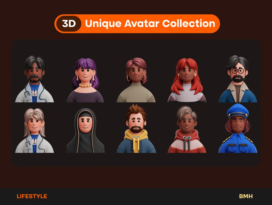 73+款独特趣味卡通3D立体职业青年男女人物头像插图图标PNG/Blender/Fig格式设计素材 Lifestyle 3D Avatars Illustration 图标素材 第5张-素材湾丨精选海外优质设计素材资源 73+款独特趣味卡通3D立体职业青年男女人物头像插图图标PNG/Blender/Fig格式设计素材 Lifestyle 3D Avatars Illustration 图标素材 sucaiwan.com