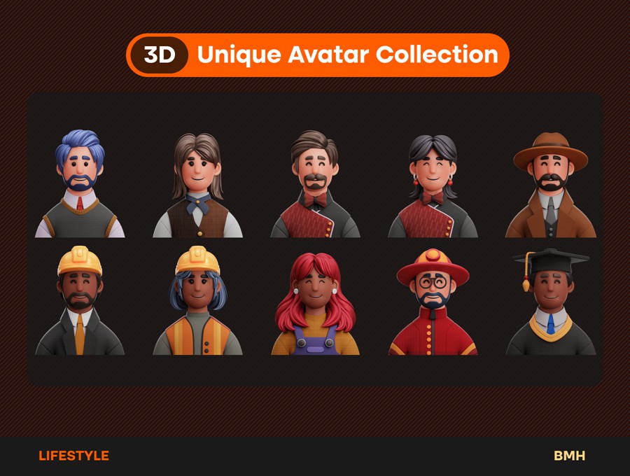 73+款独特趣味卡通3D立体职业青年男女人物头像插图图标PNG/Blender/Fig格式设计素材 Lifestyle 3D Avatars Illustration 图标素材 第9张-素材湾丨精选海外优质设计素材资源 73+款独特趣味卡通3D立体职业青年男女人物头像插图图标PNG/Blender/Fig格式设计素材 Lifestyle 3D Avatars Illustration 图标素材 sucaiwan.com