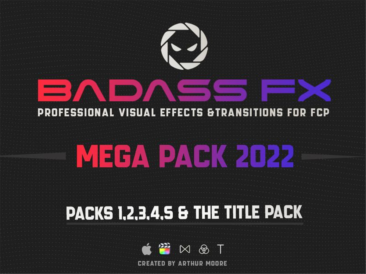 FCPX插件：165组油管大神Arthur Moore酷炫色彩RGB分离棱镜光效分屏文字标题特效转场过渡合集 Mega BadAss Fx Pack 2022 Packs 1,2,3,4,5 , sucaiwan.com