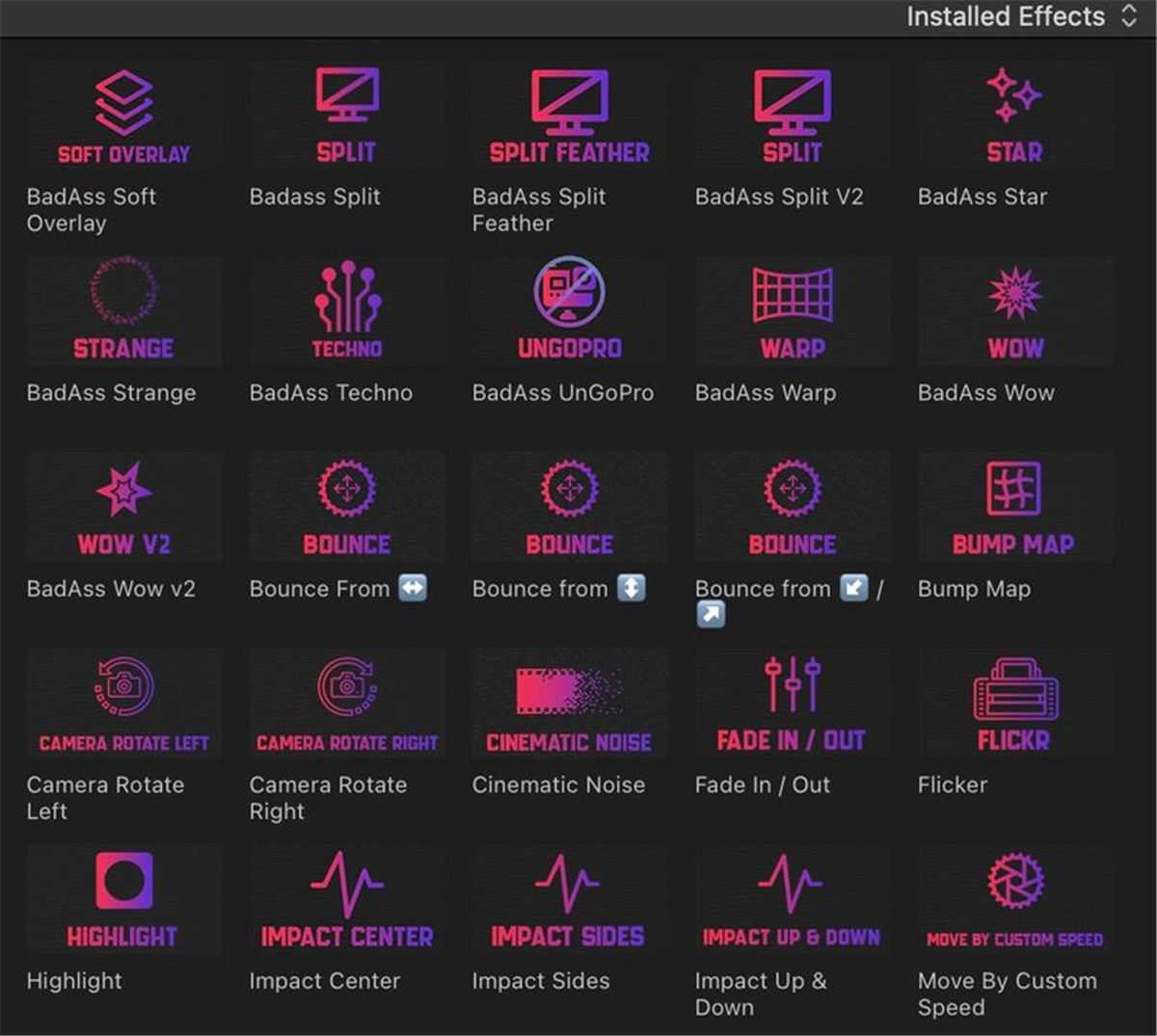 FCPX插件：165组油管大神Arthur Moore酷炫色彩RGB分离棱镜光效分屏文字标题特效转场过渡合集 Mega BadAss Fx Pack 2022 Packs 1,2,3,4,5 , sucaiwan.com