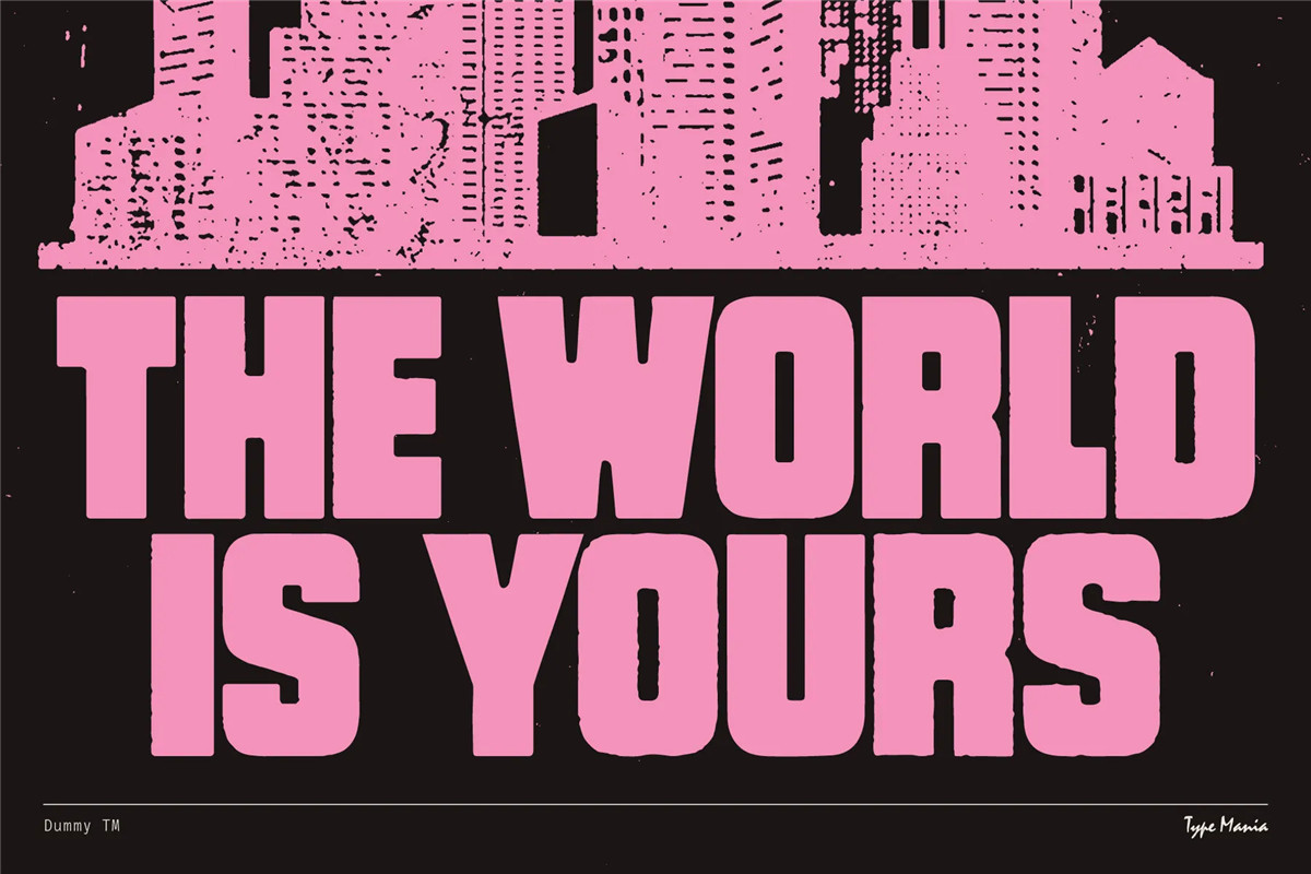 英文字体:复古Y2K粗犷摇滚音乐磨损印刷出血趣味logo标题排版无衬线装饰字体 Dummy TM — Bold Distressed Type 设计素材 第5张-素材湾丨精选海外优质设计素材资源 英文字体:复古Y2K粗犷摇滚音乐磨损印刷出血趣味logo标题排版无衬线装饰字体 Dummy TM — Bold Distressed Type 设计素材 sucaiwan.com