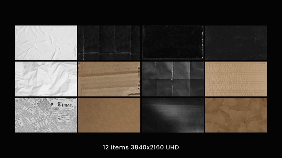 12种4K复古纸张背景动画视频合成叠加AE模板Paper Backgrounds 影视音频 sucaiwan.com