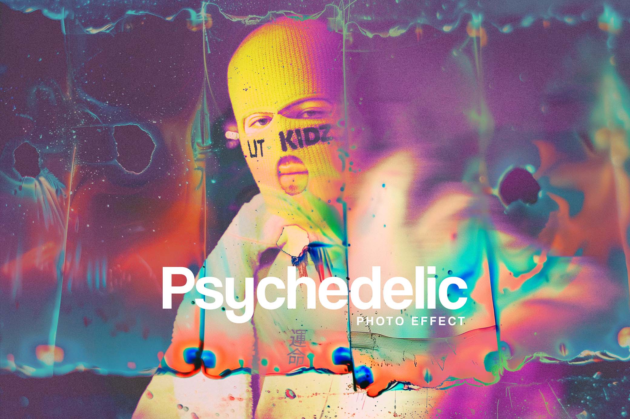 2款复古酸性迷幻Y2K塑料流体叠加图片后期PSD特效样机Psychedelic Film Photo Effect 插件预设 第1张-素材湾丨精选海外优质设计素材资源 2款复古酸性迷幻Y2K塑料流体叠加图片后期PSD特效样机Psychedelic Film Photo Effect 插件预设 sucaiwan.com