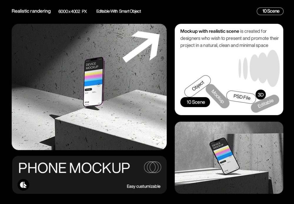 10款高级黑化风app ui界面设计苹果iPhone 14展示效果图ps贴图样机模板 Realistic Smartphone Mockup 样机素材 第1张-素材湾丨精选海外优质设计素材资源 10款高级黑化风app ui界面设计苹果iPhone 14展示效果图ps贴图样机模板 Realistic Smartphone Mockup 样机素材 sucaiwan.com