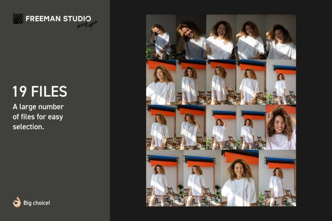 19款时尚光影室内拍摄女士半袖衫T恤LOGO印花图案设计效果图PS展示贴图样机模板合集素材 T-Shirt Mock-Up Set 样机素材 sucaiwan.com