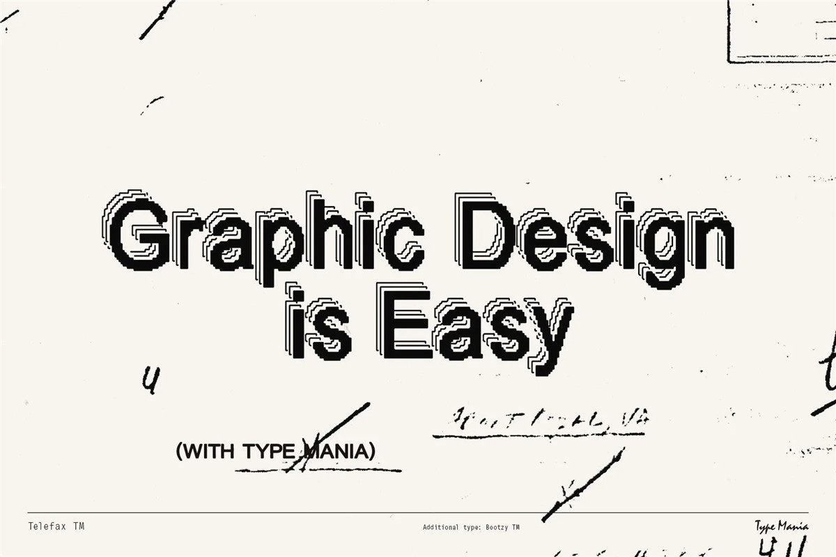 英文字体:复古数字化像素故障抖动科技仿旧ASCII标题排版无衬线趣味装饰字体 Telefax TM – Eroded Fax Typeface 设计素材 第9张-素材湾丨精选海外优质设计素材资源 英文字体:复古数字化像素故障抖动科技仿旧ASCII标题排版无衬线趣味装饰字体 Telefax TM – Eroded Fax Typeface 设计素材 sucaiwan.com