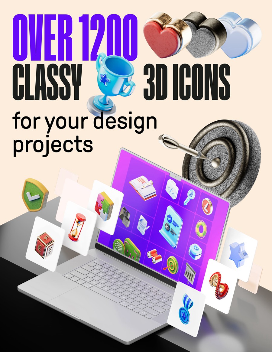 1200款创意APP网站界面设计3D立体插图图标Icons设计Figma格式素材 Unpredictably Modern 3D Pack 图标素材 第4张-素材湾丨精选海外优质设计素材资源 1200款创意APP网站界面设计3D立体插图图标Icons设计Figma格式素材 Unpredictably Modern 3D Pack 图标素材 sucaiwan.com