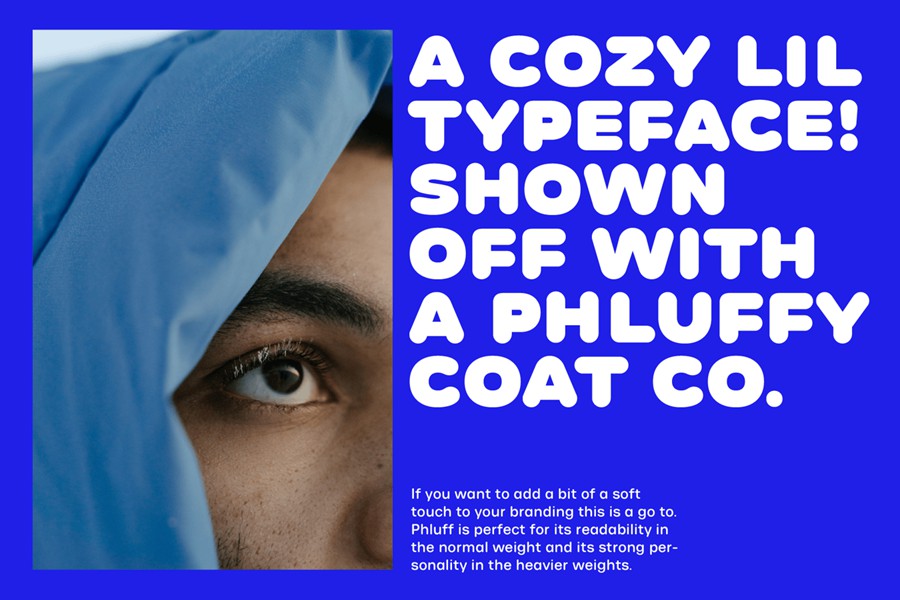 时尚复古品牌杂志海报徽标设计无衬线英文字体安装包 Round Sans Font Phluff 设计素材 sucaiwan.com