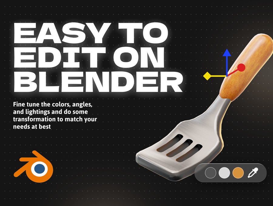 16款专业厨房烹饪刀具工具3D插图图标Icons设计Blender/PNG格式设计素材 Kitchen Tools 3D Icon 图标素材 sucaiwan.com