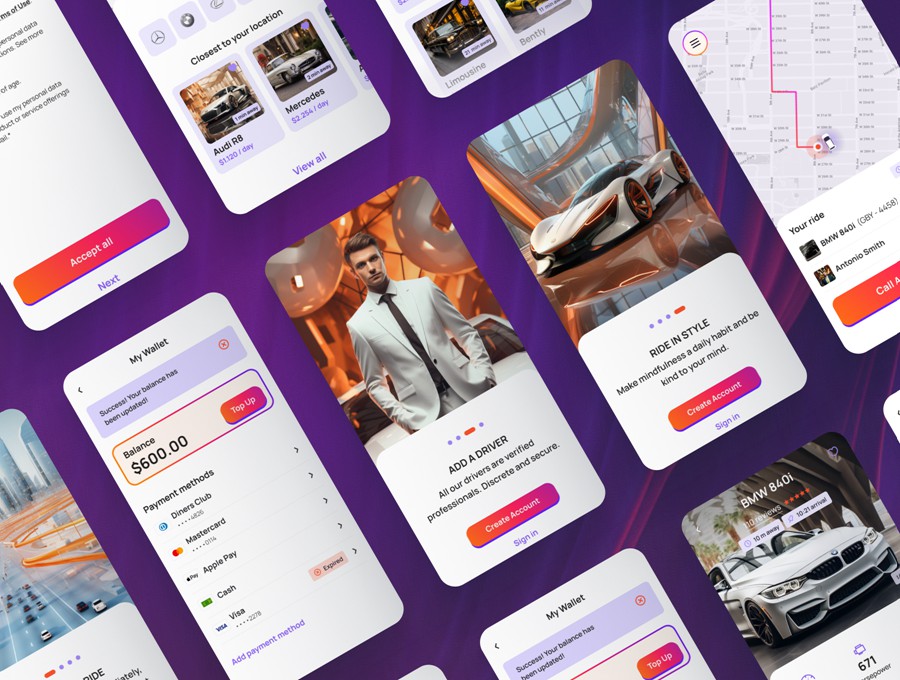 200屏双配色共享汽车租赁出租车预订APP应用程序用户界面设计Figma模板 Elite – Taxi and Car Rental Mobile App APP UI 第6张-素材湾丨精选海外优质设计素材资源 200屏双配色共享汽车租赁出租车预订APP应用程序用户界面设计Figma模板 Elite – Taxi and Car Rental Mobile App APP UI sucaiwan.com