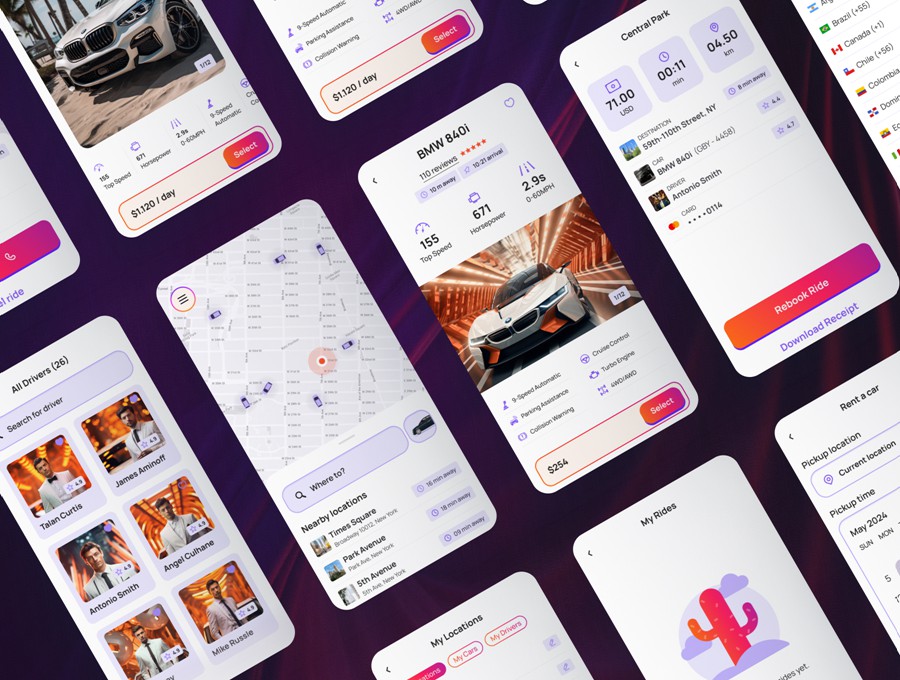 200屏双配色共享汽车租赁出租车预订APP应用程序用户界面设计Figma模板 Elite – Taxi and Car Rental Mobile App APP UI 第7张-素材湾丨精选海外优质设计素材资源 200屏双配色共享汽车租赁出租车预订APP应用程序用户界面设计Figma模板 Elite – Taxi and Car Rental Mobile App APP UI sucaiwan.com