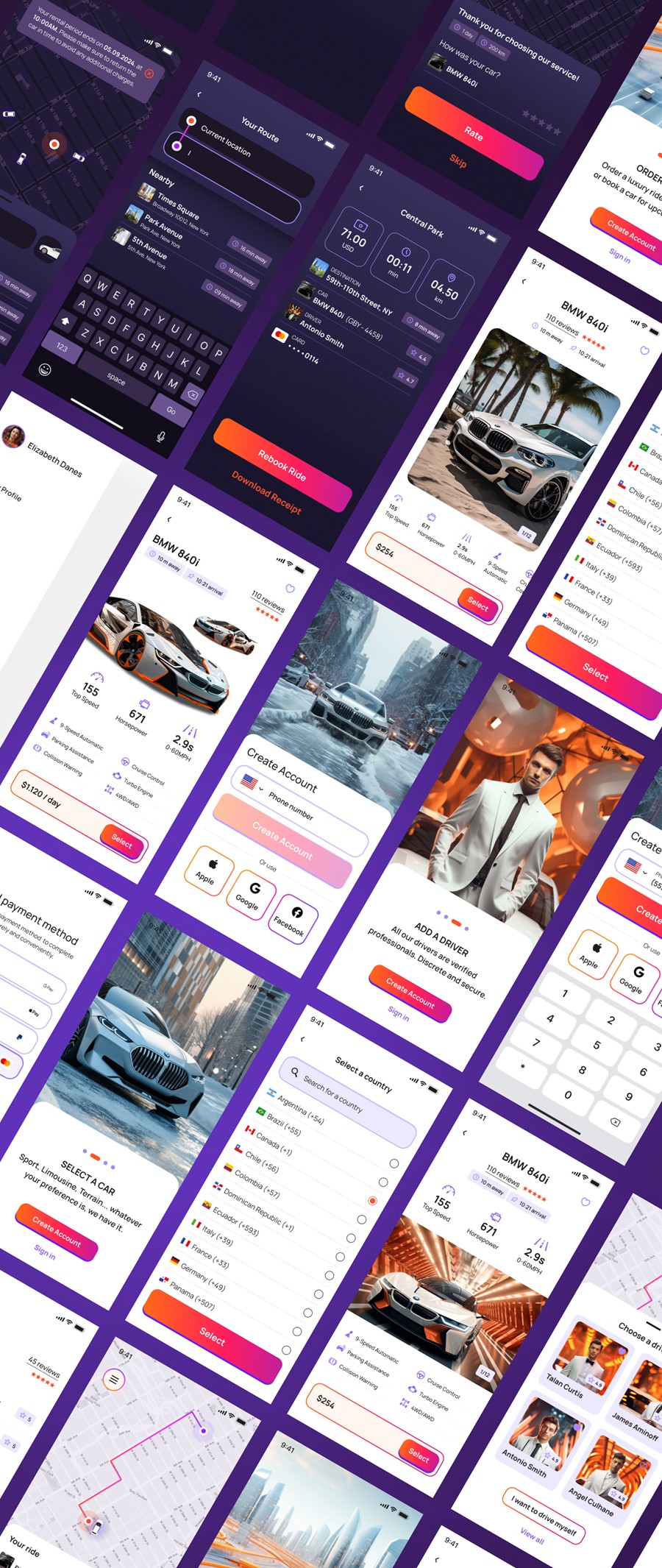 200屏双配色共享汽车租赁出租车预订APP应用程序用户界面设计Figma模板 Elite – Taxi and Car Rental Mobile App APP UI 第13张-素材湾丨精选海外优质设计素材资源 200屏双配色共享汽车租赁出租车预订APP应用程序用户界面设计Figma模板 Elite – Taxi and Car Rental Mobile App APP UI sucaiwan.com
