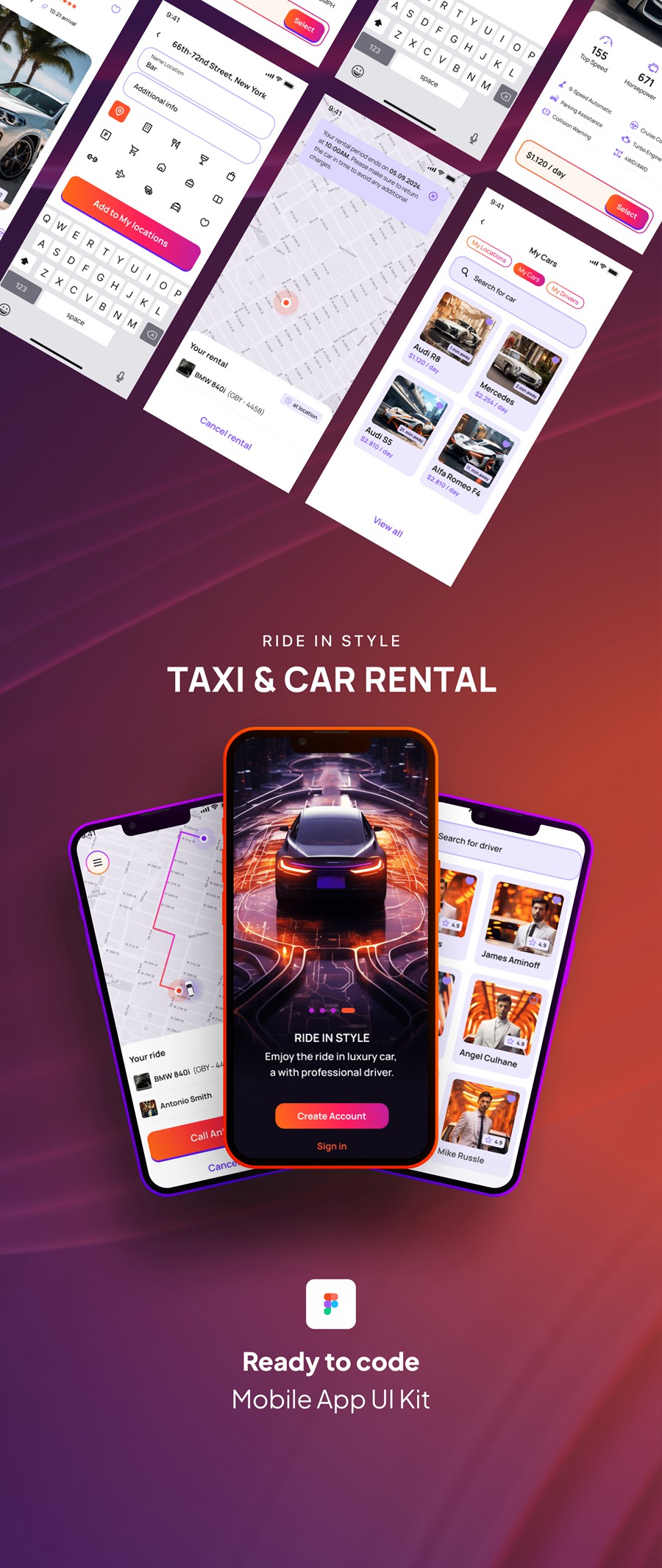 200屏双配色共享汽车租赁出租车预订APP应用程序用户界面设计Figma模板 Elite – Taxi and Car Rental Mobile App APP UI 第15张-素材湾丨精选海外优质设计素材资源 200屏双配色共享汽车租赁出租车预订APP应用程序用户界面设计Figma模板 Elite – Taxi and Car Rental Mobile App APP UI sucaiwan.com