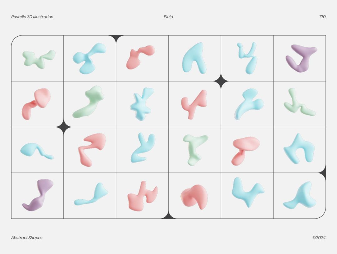 120款未来科幻3D三维液体流体插图抽象艺术PNG免抠图设计素材 Pastella – 3D Pastel Fluid Shapes 图片素材 sucaiwan.com