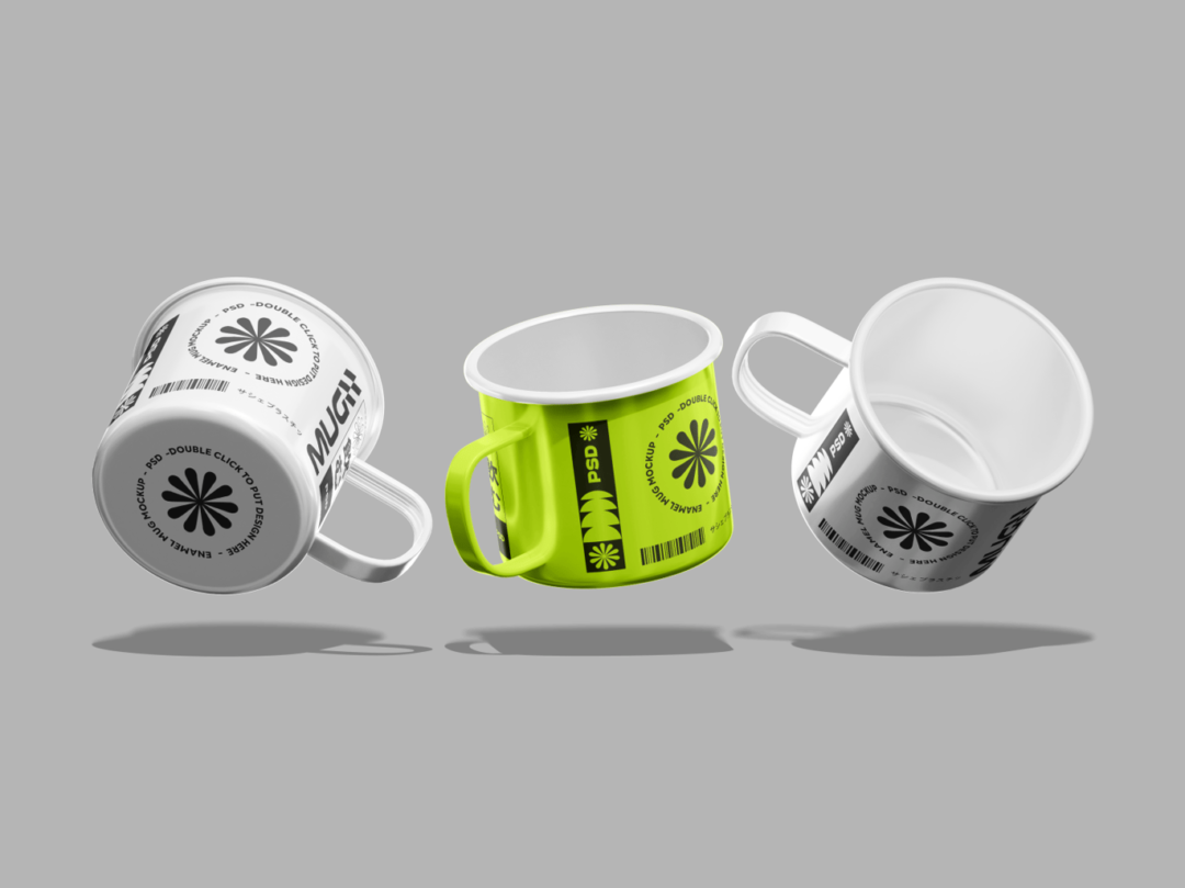 时尚搪瓷陶瓷咖啡杯水杯马克杯LOGO贴图PSD样机模板素材 Mug Mockup 样机素材 sucaiwan.com