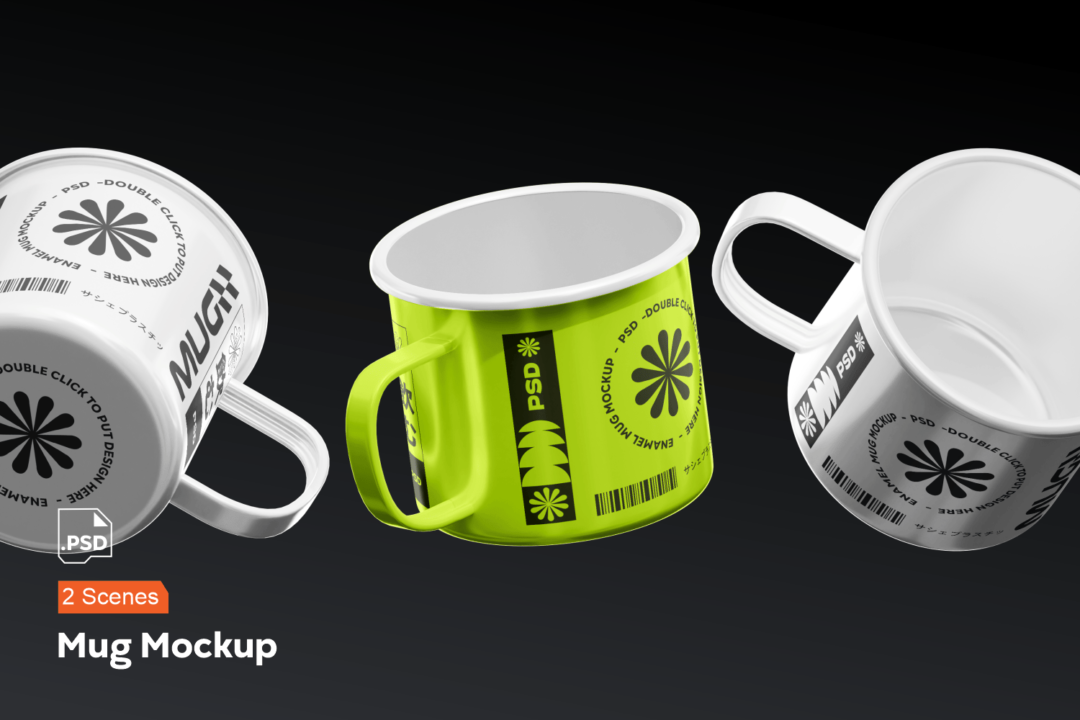 时尚搪瓷陶瓷咖啡杯水杯马克杯LOGO贴图PSD样机模板素材 Mug Mockup 样机素材 sucaiwan.com
