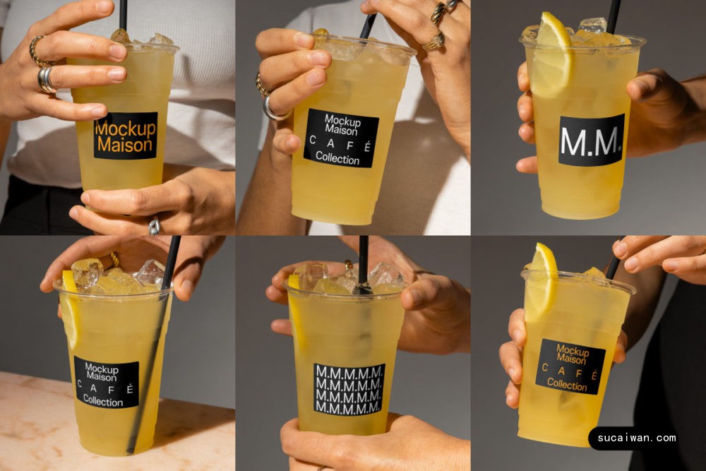 8款高级果汁饮料奶茶咖啡塑料外卖杯设计Logo展示效果图PS贴图样机模板 Mockup Maison – Cafe1 Collection Vol 1 样机素材 第1张-素材湾丨精选海外优质设计素材资源 8款高级果汁饮料奶茶咖啡塑料外卖杯设计Logo展示效果图PS贴图样机模板 Mockup Maison – Cafe1 Collection Vol 1 样机素材 sucaiwan.com