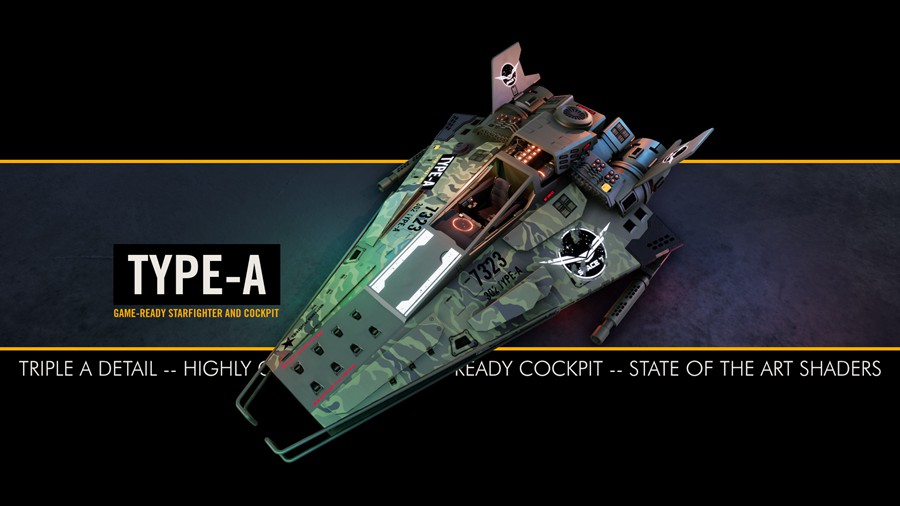 未来科幻星际战斗飞船3D模型UE设计素材 Unreal Engine TYPE-A Star Fighter with Cockpit and Arcade Flight v4.25 样机素材 第3张-素材湾丨精选海外优质设计素材资源 未来科幻星际战斗飞船3D模型UE设计素材 Unreal Engine TYPE-A Star Fighter with Cockpit and Arcade Flight v4.25 样机素材 sucaiwan.com