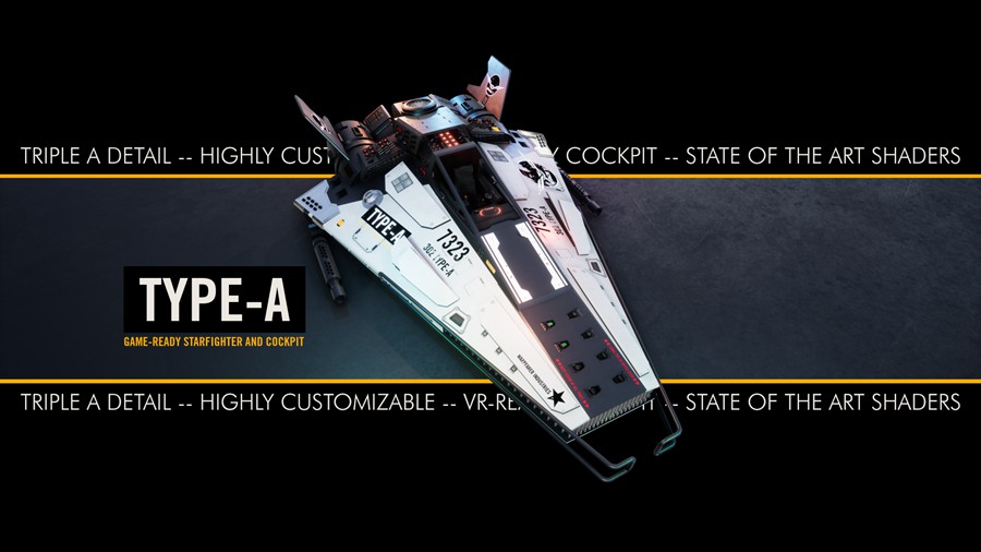 未来科幻星际战斗飞船3D模型UE设计素材 Unreal Engine TYPE-A Star Fighter with Cockpit and Arcade Flight v4.25 样机素材 第4张-素材湾丨精选海外优质设计素材资源 未来科幻星际战斗飞船3D模型UE设计素材 Unreal Engine TYPE-A Star Fighter with Cockpit and Arcade Flight v4.25 样机素材 sucaiwan.com