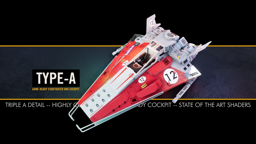 未来科幻星际战斗飞船3D模型UE设计素材 Unreal Engine TYPE-A Star Fighter with Cockpit and Arcade Flight v4.25 样机素材 第6张-素材湾丨精选海外优质设计素材资源 未来科幻星际战斗飞船3D模型UE设计素材 Unreal Engine TYPE-A Star Fighter with Cockpit and Arcade Flight v4.25 样机素材 sucaiwan.com