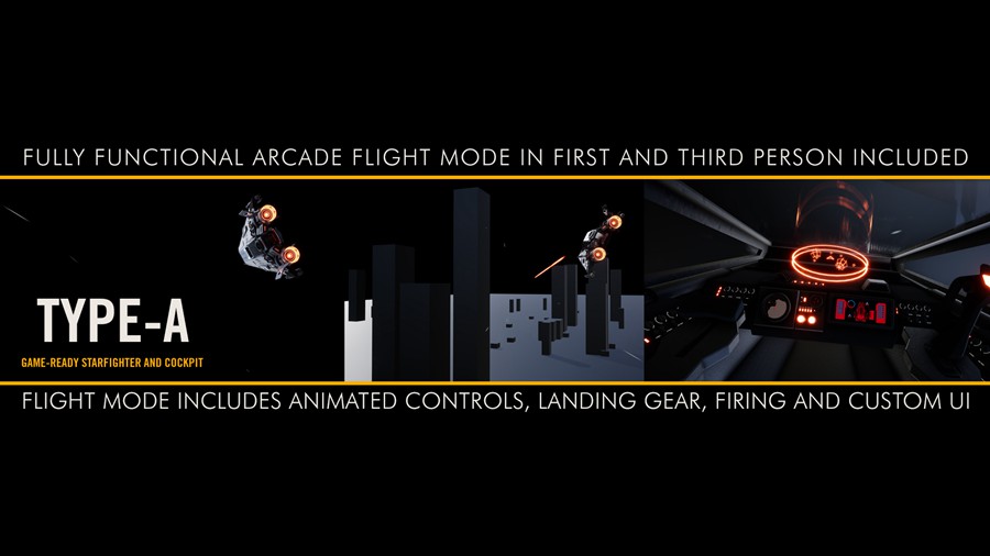 未来科幻星际战斗飞船3D模型UE设计素材 Unreal Engine TYPE-A Star Fighter with Cockpit and Arcade Flight v4.25 样机素材 第7张-素材湾丨精选海外优质设计素材资源 未来科幻星际战斗飞船3D模型UE设计素材 Unreal Engine TYPE-A Star Fighter with Cockpit and Arcade Flight v4.25 样机素材 sucaiwan.com