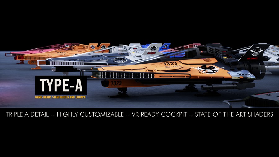 未来科幻星际战斗飞船3D模型UE设计素材 Unreal Engine TYPE-A Star Fighter with Cockpit and Arcade Flight v4.25 样机素材 第8张-素材湾丨精选海外优质设计素材资源 未来科幻星际战斗飞船3D模型UE设计素材 Unreal Engine TYPE-A Star Fighter with Cockpit and Arcade Flight v4.25 样机素材 sucaiwan.com